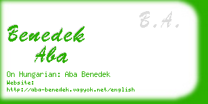 benedek aba business card